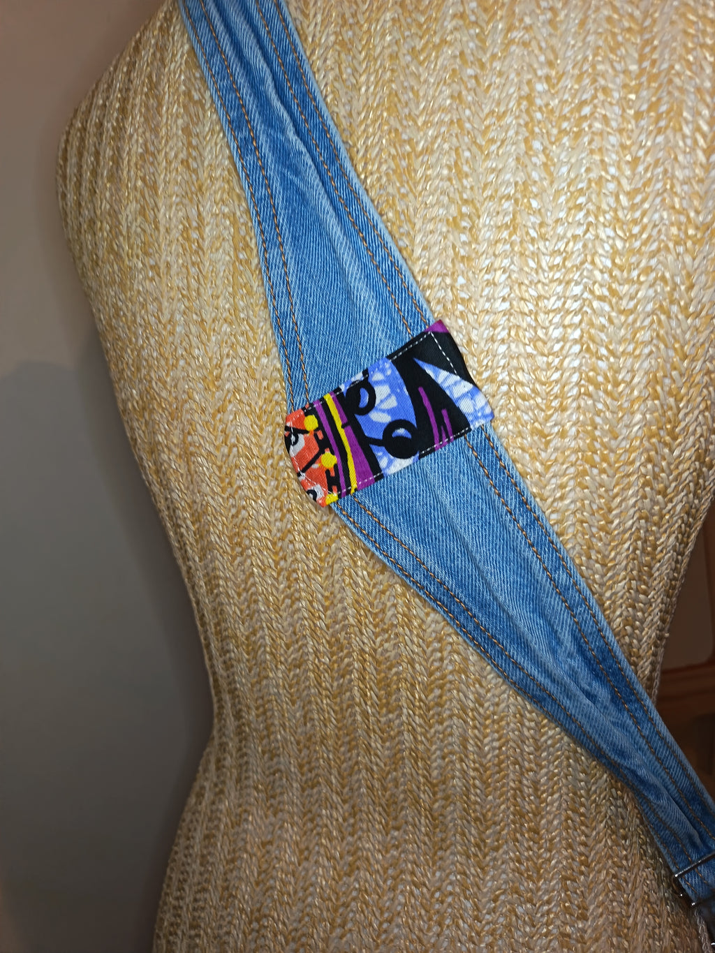 Sac Banane Jean & Tissu Imprimé Wax