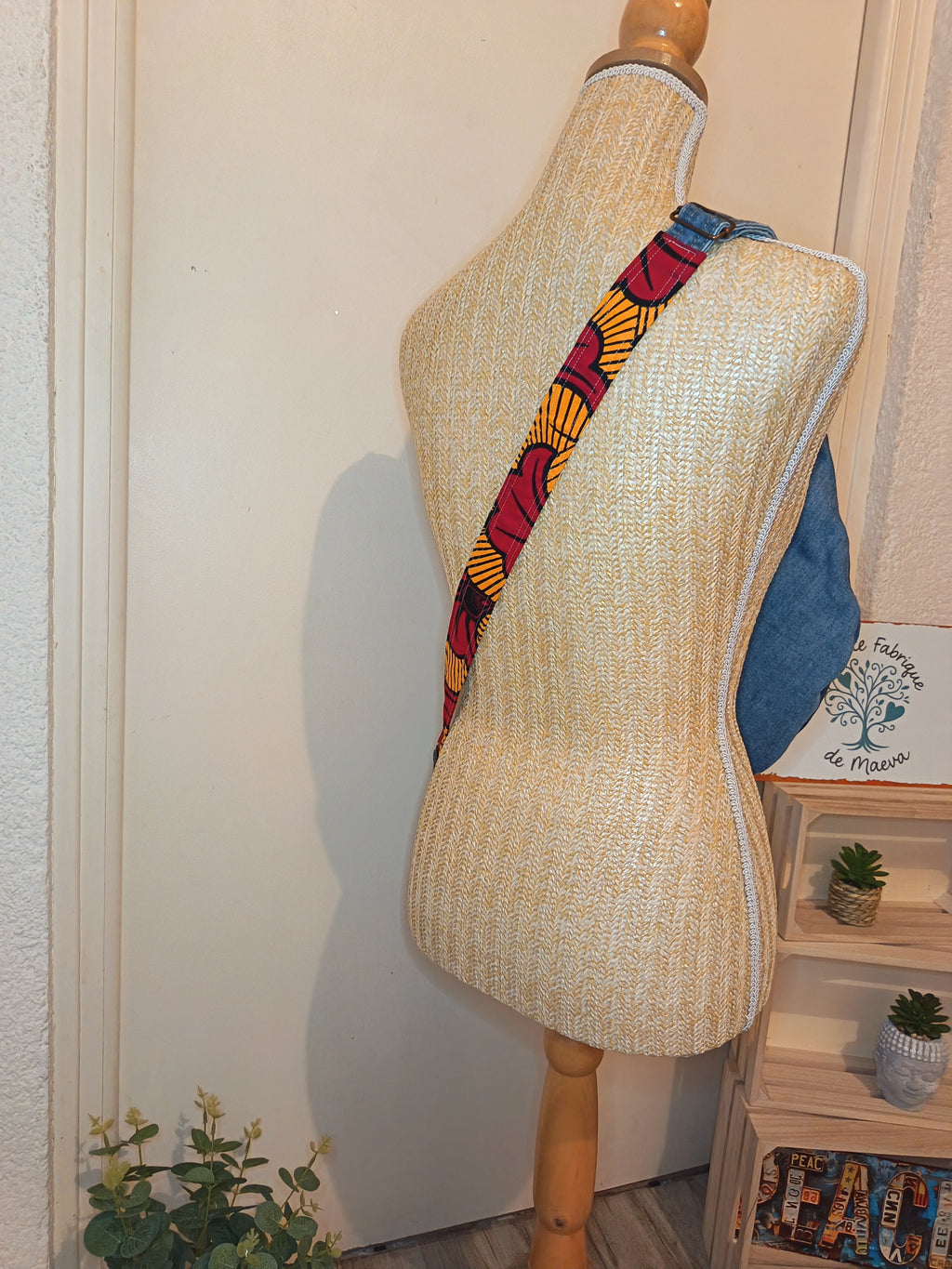 Sac Banane Jean & Tissu Imprimé Wax