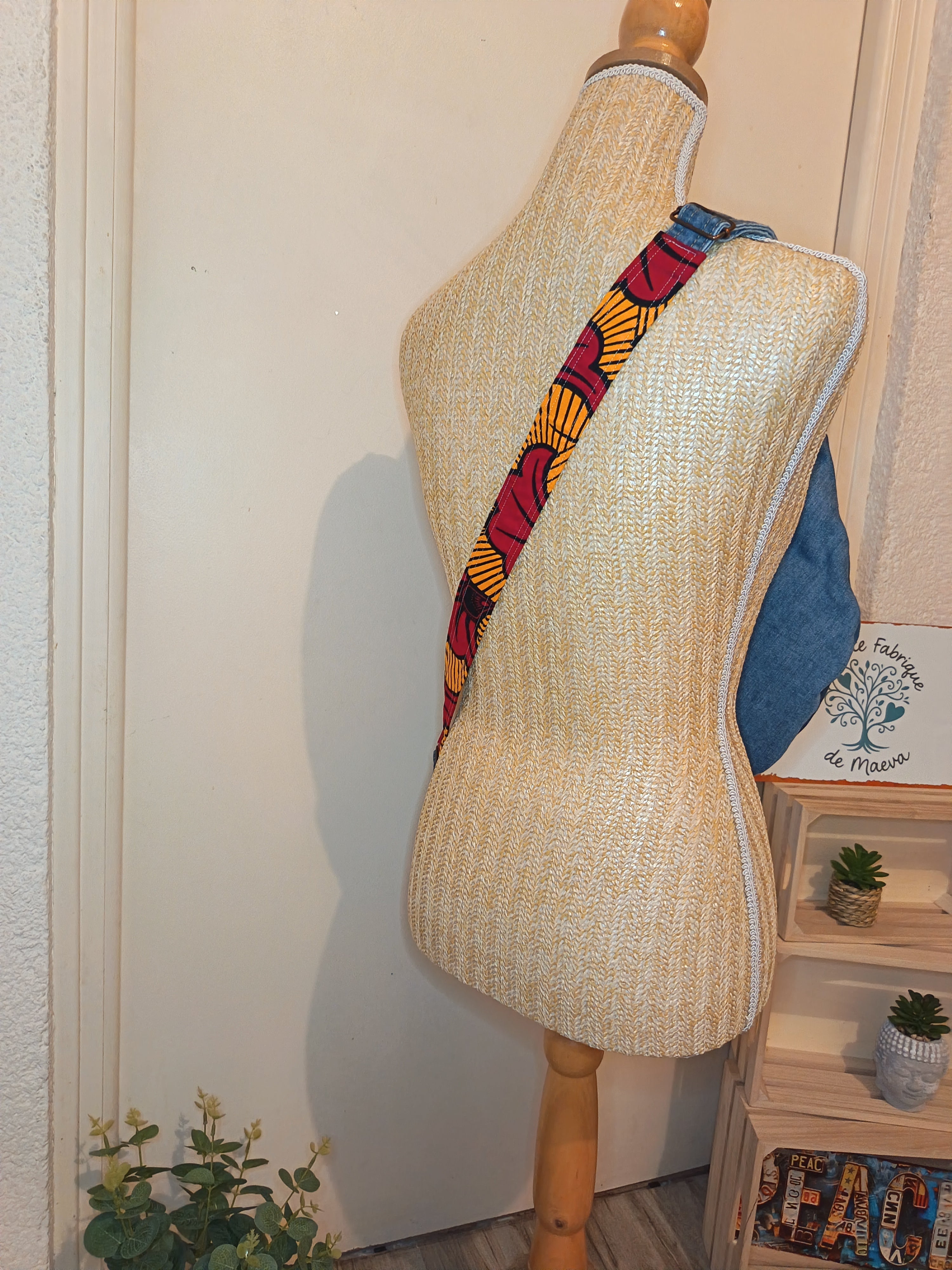 Sac Banane Jean & Tissu Imprimé Wax